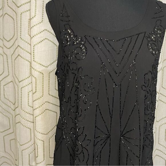 Guess sheer beaded sequined black tank top Size M - Picture 3 of 6